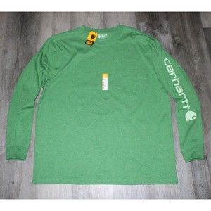 Carhartt XL Mens Loose Fit Heavyweight Long Sleeve T-Shirt Green Sleeve Logo NWT